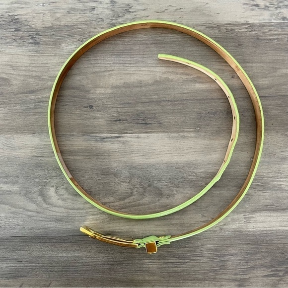 Vintage MCM Michael Cromer Lime Green Leather Skinny Belt - Picture 13 of 14